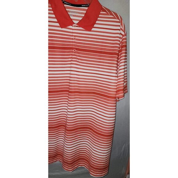 Nike Golf Red & White Striped Polo Shirt XXL - Picture 4 of 10